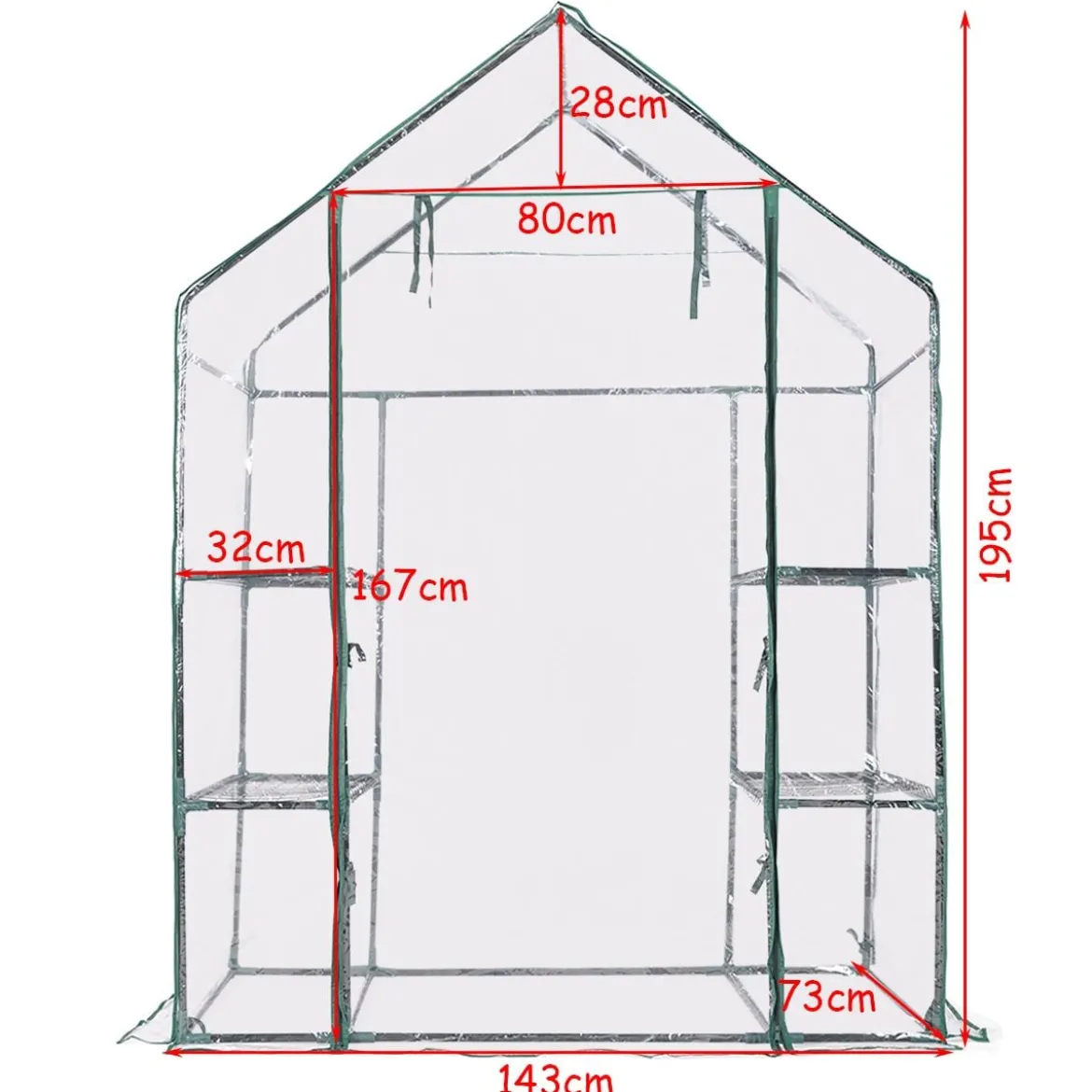 Gewächshaus Foliengewächshaus Treibhaus Pflanzenhaus Tomatenhaus 143 x 73 x 195 cm