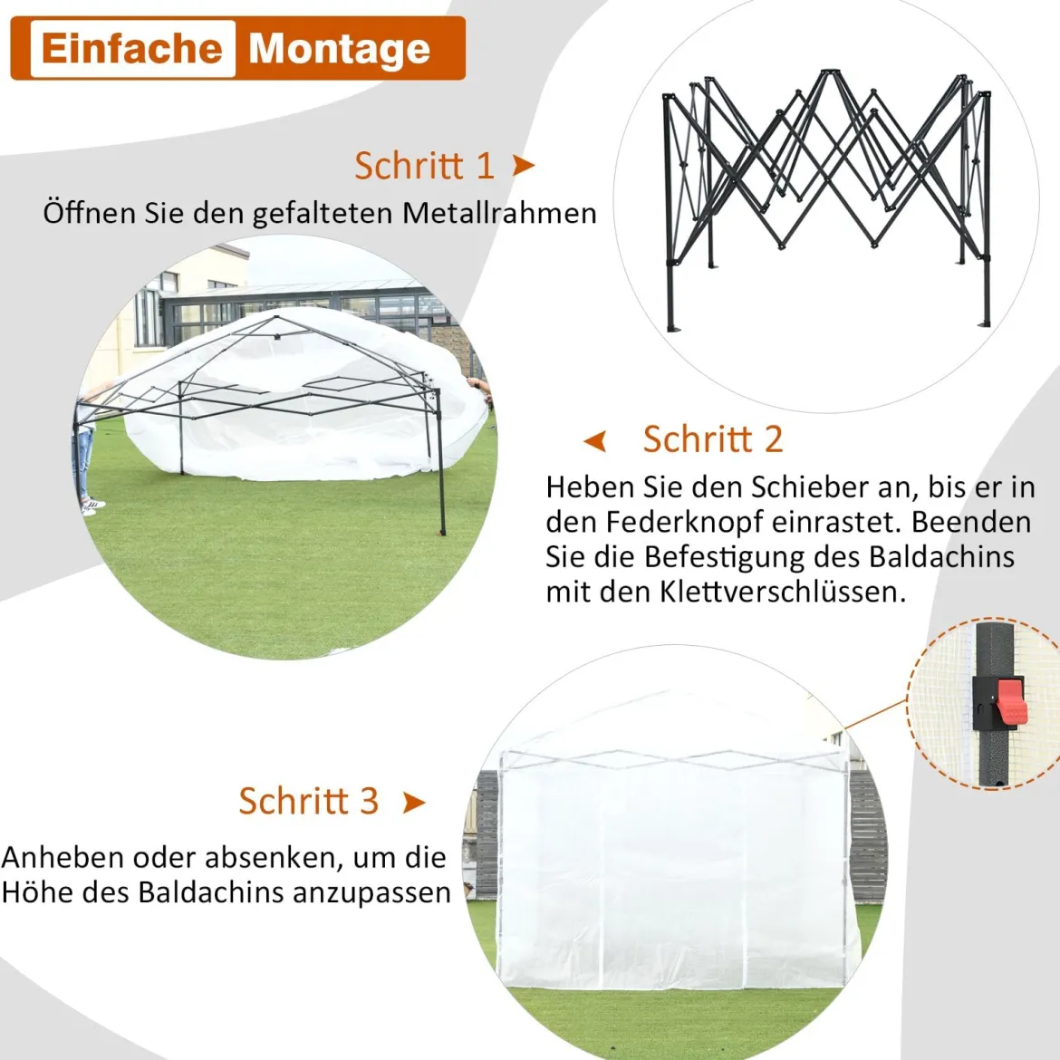 Gewächshaus mit 4 Beobachtungsfenster Foliengewächshaus Pflanzenhaus Folienzelt 300x300x256-275cm