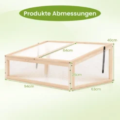 Gewächshaus Treibhaus Holz erhöhtes Pflanzbeet mit transparenter Klapp-Dach Orange 94 x 63 x 40 cm