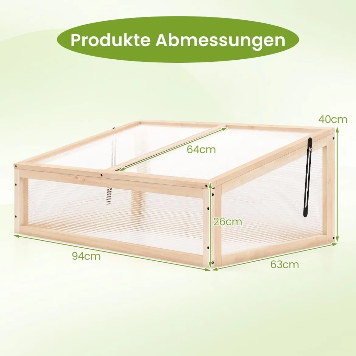 Gewächshaus Treibhaus Holz erhöhtes Pflanzbeet mit transparenter Klapp-Dach Orange 94 x 63 x 40 cm