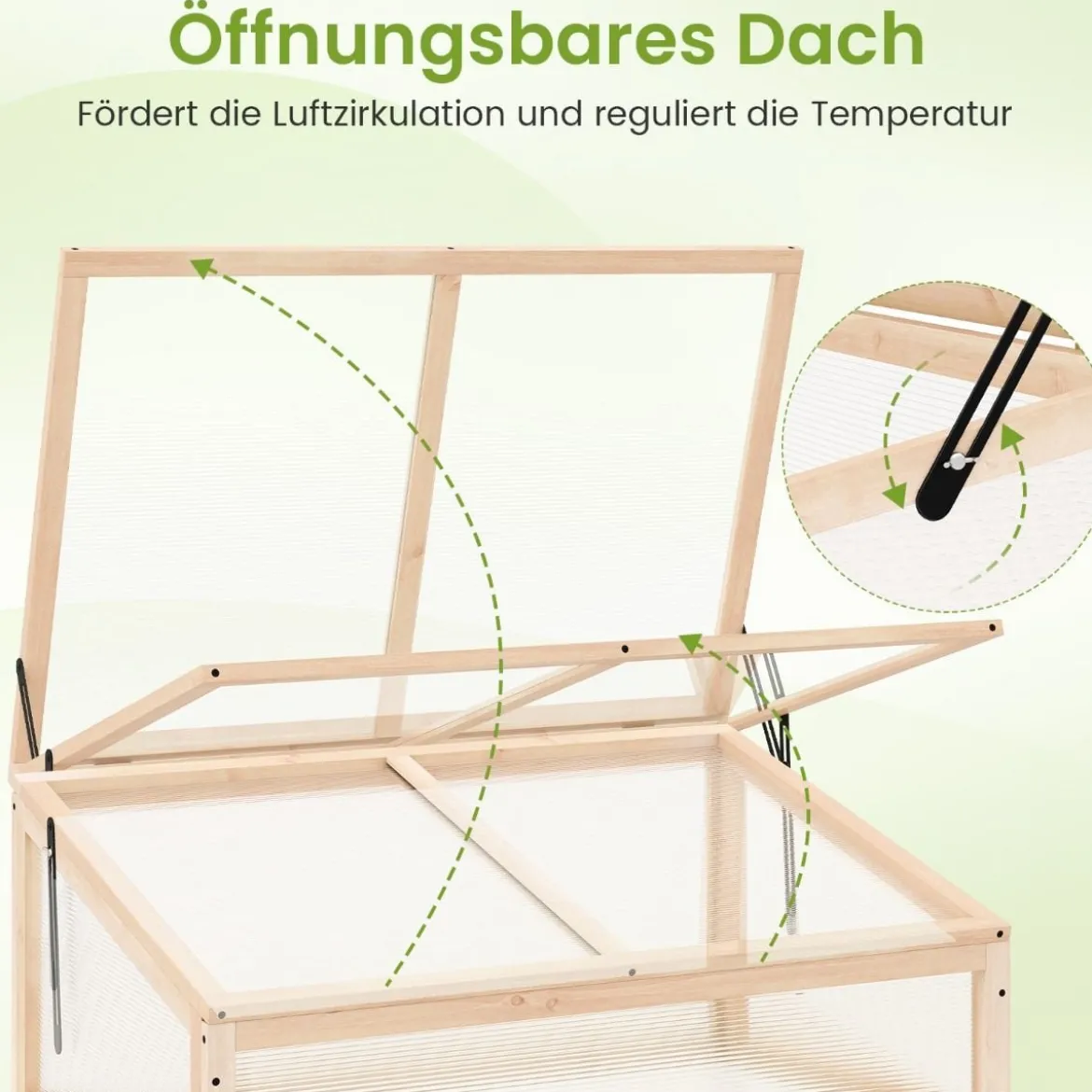 Gewächshaus Treibhaus Holz erhöhtes Pflanzbeet mit transparenter Klapp-Dach Orange 94 x 63 x 40 cm