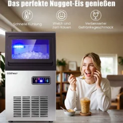 Gewerbliche Eiswürfelmaschine für Kau-Eis aus Edelstahl 41kg/24 Std. Freistehende Maschine mit Timer
