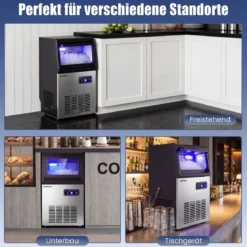 Gewerbliche Eiswürfelmaschine für Kau-Eis aus Edelstahl 41kg/24 Std. Freistehende Maschine mit Timer