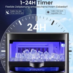 Gewerblicher Eiswürfelbereiter 25-30 kg/24 h aus Edelstahl Untertheken-/Standgerät mit Selbstreinigung Schwarz