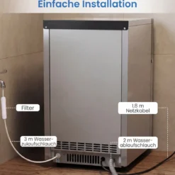 Gewerblicher Eiswürfelbereiter 25-30 kg/24 h aus Edelstahl Untertheken-/Standgerät mit Selbstreinigung Schwarz