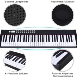 61 gewichtete Tastatur digitale Keyboard elektrisches Klavier 90 x 21 x 6 cm Schwarz