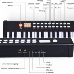 61 gewichtete Tastatur digitale Keyboard elektrisches Klavier 90 x 21 x 6 cm Schwarz