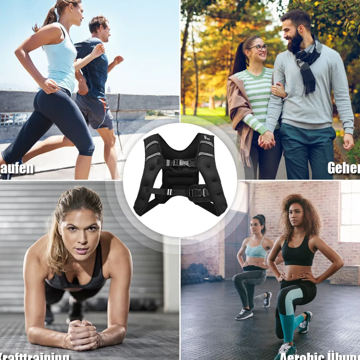 Gewichtsweste Trainingsweste Fitnessweste mit Reflexstreifen&Verstell-Riemen