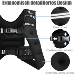 Gewichtsweste Trainingsweste Fitnessweste mit Reflexstreifen&Verstell-Riemen