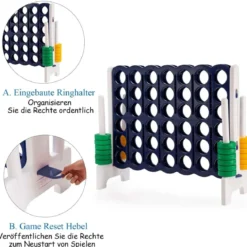 4-Gewinnt-Riesen-Spielset für Kinder und Erwachsene 120 x 42 x 104 cm Grau + Dunkelblau