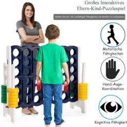 4-Gewinnt-Riesen-Spielset für Kinder und Erwachsene 120 x 42 x 104 cm Grau + Dunkelblau