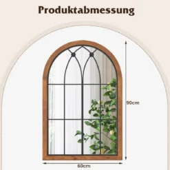 Gewölbter Wandspiegel dekorativer FensterspiegelFensterscheiben-Dekoration 60 x 90 cm Natur