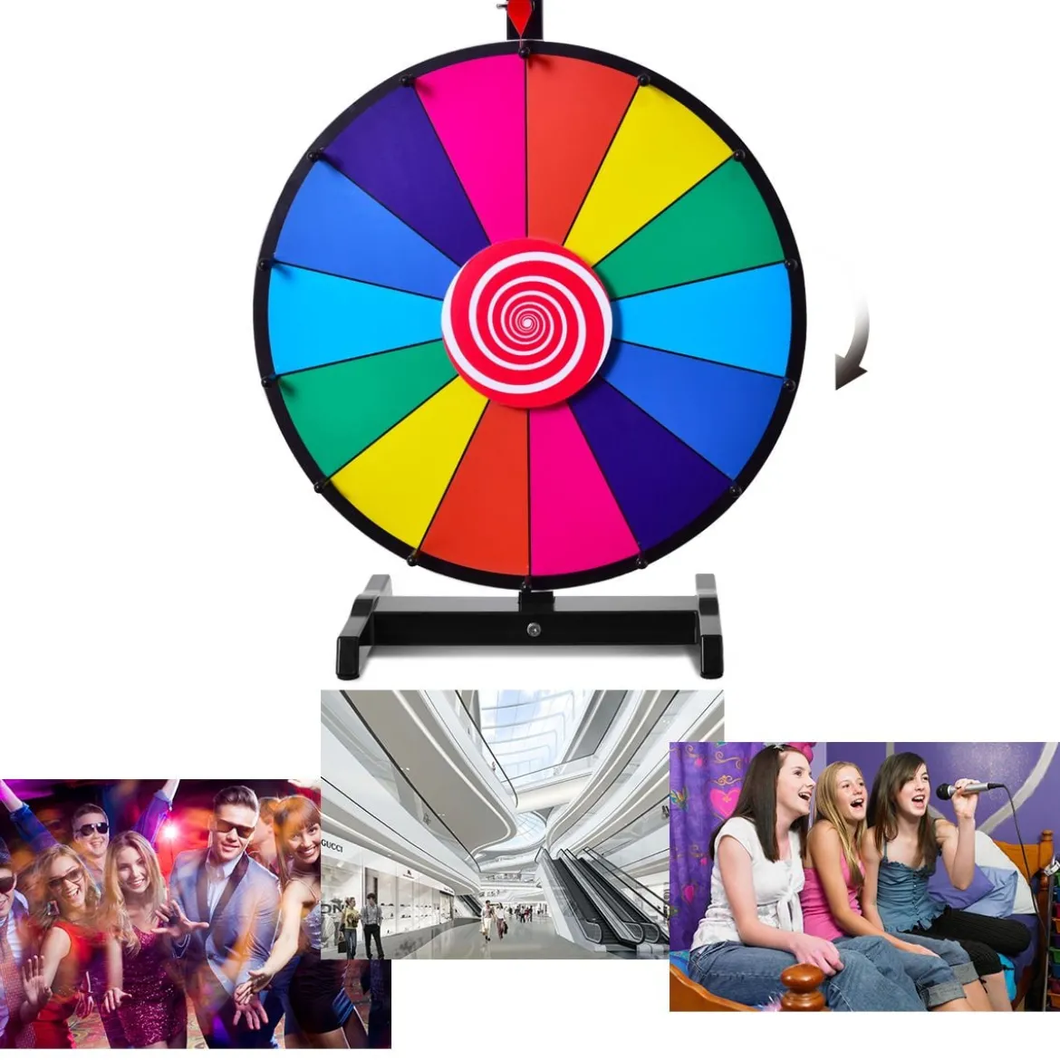 24" Glücksrad Spielzeug Farbe Rad Spiele für Lotteriespiele Wortspiele φ60cm