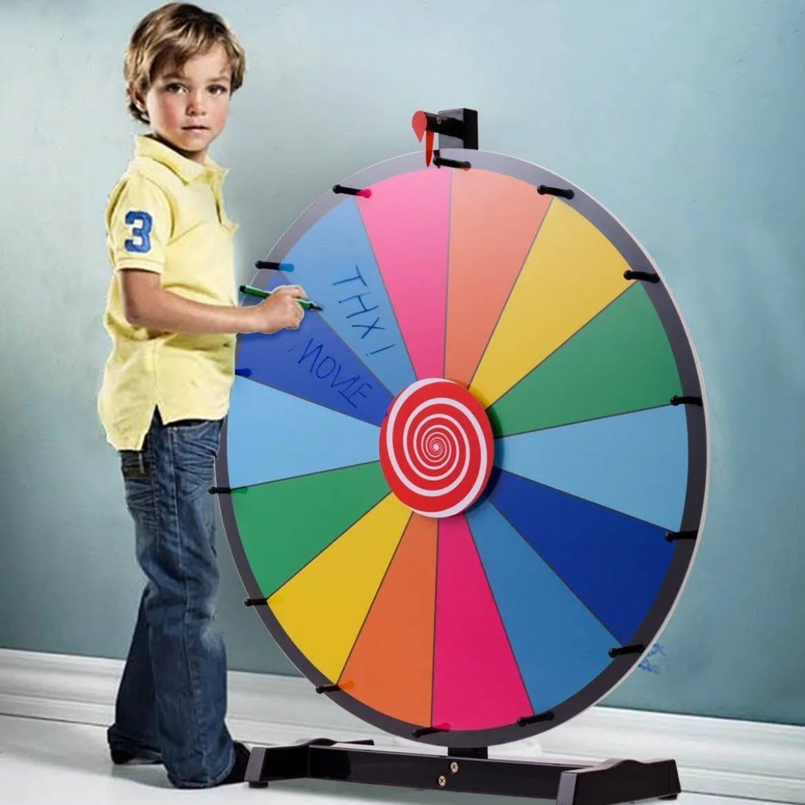 24" Glücksrad Spielzeug Farbe Rad Spiele für Lotteriespiele Wortspiele φ60cm
