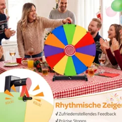 Glücksrad zum Drehen 60 cm Roulette-Spinner mit Ständer & 12 Wiederbeschreibbaren Feldern