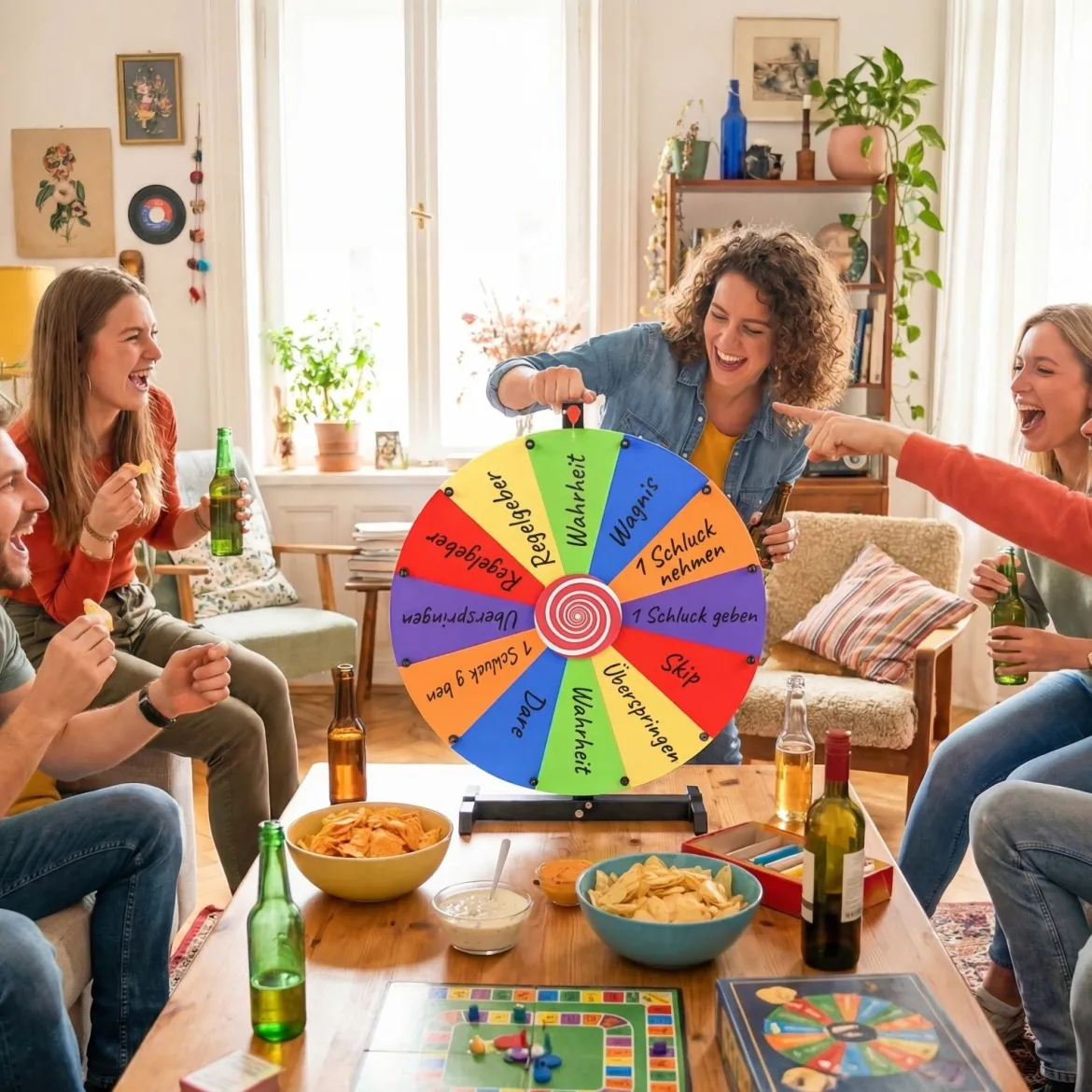 Glücksrad zum Drehen 60 cm Roulette-Spinner mit Ständer & 12 Wiederbeschreibbaren Feldern