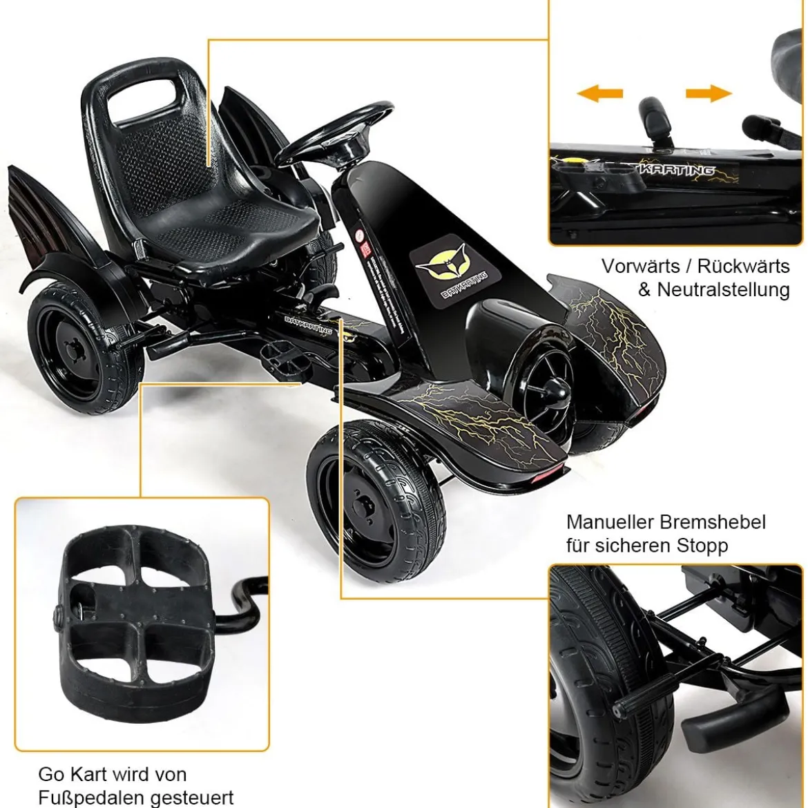 Gokart für Kinder Go Cart mit Bremsen Tretauto Verstellbarer Sitz Pedalfahrzeug Kinderfahrzeug 112x62x61cm