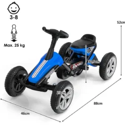 Go-Kart mit Pedalen Kinderfahrzeug mit 4 Rädern & Anti-Rutsch-Streifen Blau