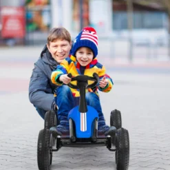 Go-Kart mit Pedalen Kinderfahrzeug mit 4 Rädern & Anti-Rutsch-Streifen Blau