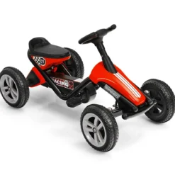 Go-Kart mit Pedalen Kinderfahrzeug mit 4 Rädern & Anti-Rutsch-Streifen Rot