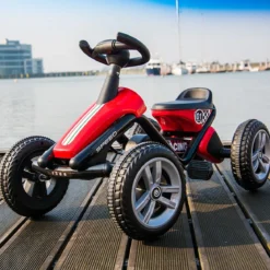 Go-Kart mit Pedalen Kinderfahrzeug mit 4 Rädern & Anti-Rutsch-Streifen Rot