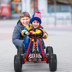 Gokart mit Verstellbarem Sitz & Handbremse Tretauto bis 30kg Belastbar Pedal Go Cart