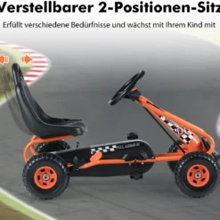 Gokart mit Verstellbarem Sitz & Handbremse Tretauto bis 30kg Belastbar Pedal Go Cart
