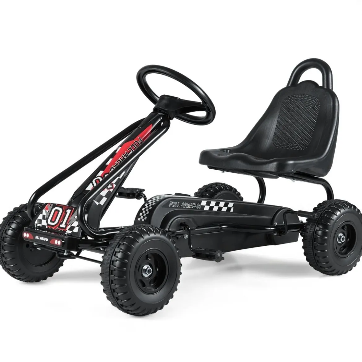 Gokart mit Verstellbarem Sitz & Handbremse Tretauto bis 30kg Belastbar Pedal Go Cart