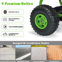 Gokart mit Verstellbarem Sitz & Handbremse Tretauto bis 30kg Belastbar Pedal Go Cart