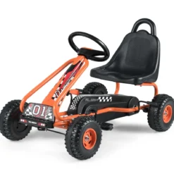 Gokart mit Verstellbarem Sitz & Handbremse Tretauto bis 30kg Belastbar Pedal Go Cart