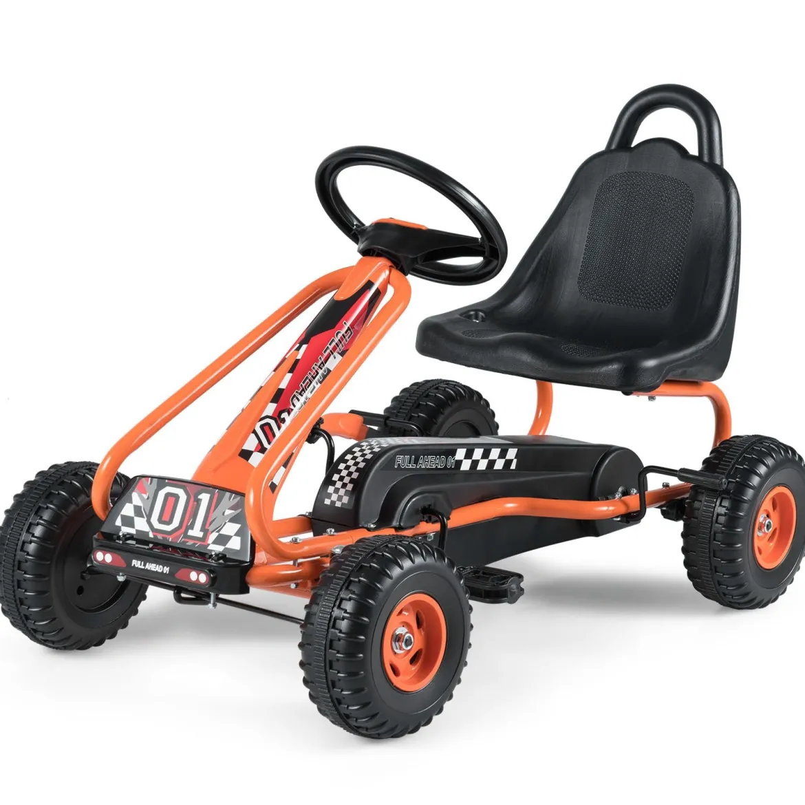 Gokart mit Verstellbarem Sitz & Handbremse Tretauto bis 30kg Belastbar Pedal Go Cart
