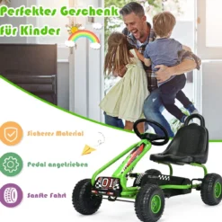 Gokart mit Verstellbarem Sitz & Handbremse Tretauto bis 30kg Belastbar Pedal Go Cart