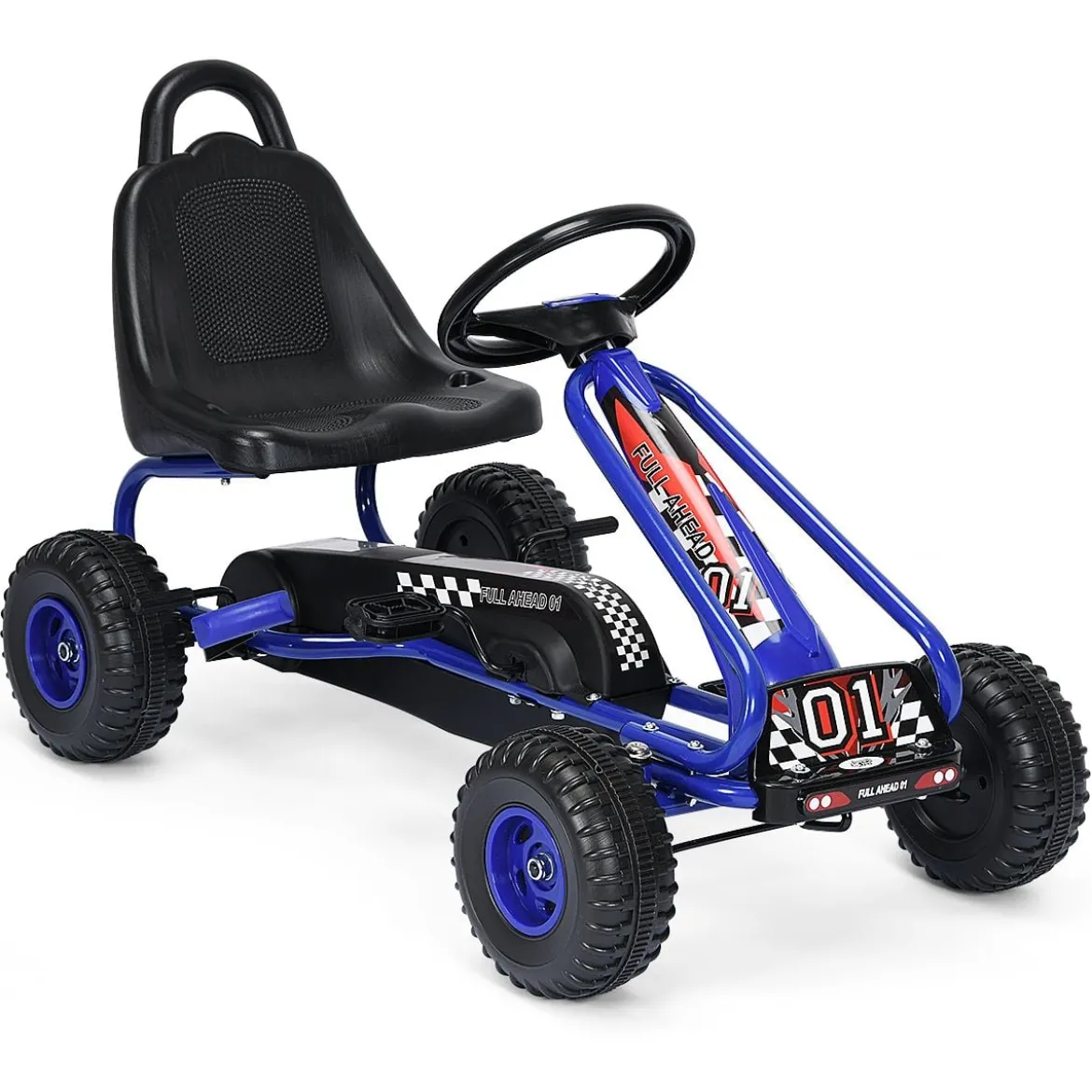 Gokart mit Verstellbarem Sitz & Handbremse Tretauto bis 30kg Belastbar Pedal Go Cart