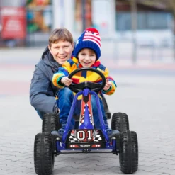 Gokart mit Verstellbarem Sitz & Handbremse Tretauto bis 30kg Belastbar Pedal Go Cart
