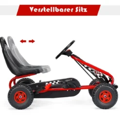 Gokart mit Verstellbarem Sitz & Handbremse Tretauto bis 30kg Belastbar Pedal Go Cart