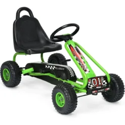 Gokart mit Verstellbarem Sitz & Handbremse Tretauto bis 30kg Belastbar Pedal Go Cart