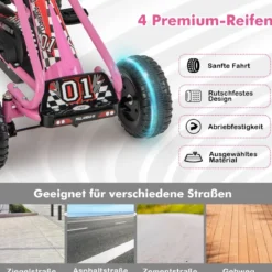 Gokart mit Verstellbarem Sitz & Handbremse Tretauto bis 30kg Belastbar Pedal Go Cart