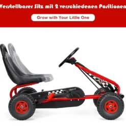 Gokart mit Verstellbarem Sitz & Handbremse Tretauto bis 30kg Belastbar Pedal Go Cart