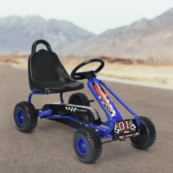 Gokart mit Verstellbarem Sitz & Handbremse Tretauto bis 30kg Belastbar Pedal Go Cart