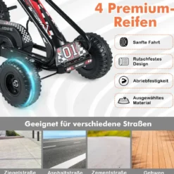 Gokart mit Verstellbarem Sitz & Handbremse Tretauto bis 30kg Belastbar Pedal Go Cart
