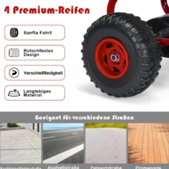 Gokart mit Verstellbarem Sitz & Handbremse Tretauto bis 30kg Belastbar Pedal Go Cart