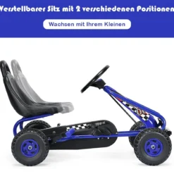 Gokart mit Verstellbarem Sitz & Handbremse Tretauto bis 30kg Belastbar Pedal Go Cart