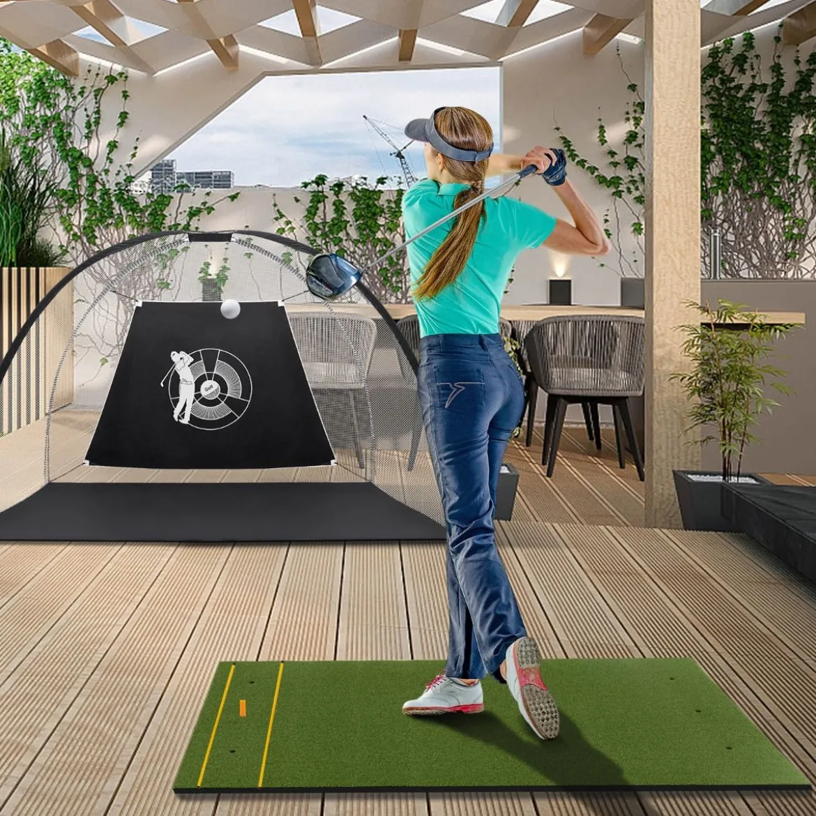 Golf Abschlagmatte 2 Gummi Tees und 2 Ausrichtungsstäbe 6 Abschlagpositionen 152 x 92 cm Dicke 20 mm