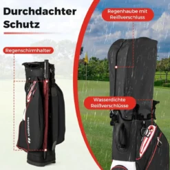 Golfbag Leichtes Golf Cart Bag mit 14 er Unterteilung Wasserabweisende Golftasche Schwarz