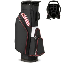 Golfbag Leichtes Golf Cart Bag mit 14 er Unterteilung Wasserabweisende Golftasche Schwarz