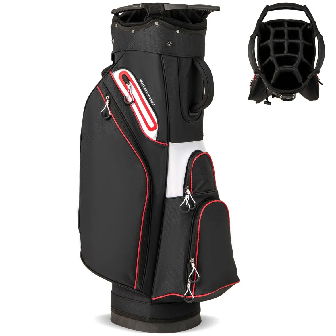 Golfbag Leichtes Golf Cart Bag mit 14 er Unterteilung Wasserabweisende Golftasche Schwarz