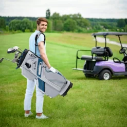Golfbag mit 14 er Unterteilung & Tragegurt & Regenhaube & 11 Taschen Leichtes Golf Cart Bag Marineblau