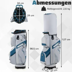 Golfbag mit 14 er Unterteilung & Tragegurt & Regenhaube & 11 Taschen Leichtes Golf Cart Bag Marineblau