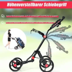 Golf Cart 4 Räder klappbares Golf Cart multifunktionales und bequemes Golf Cart Golfwagen mit verstellbarem Griff