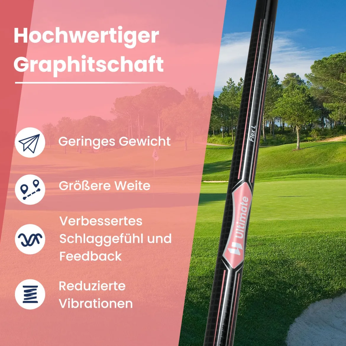Golf Driver für Damen 460CC Golfschläger aus Aluminium für Rechtshänder mit Schlägerhaube & Graphitschaft